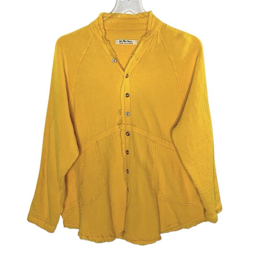 Free People XS-M We the Free Summer Daydream Button Down Gold Oversized
